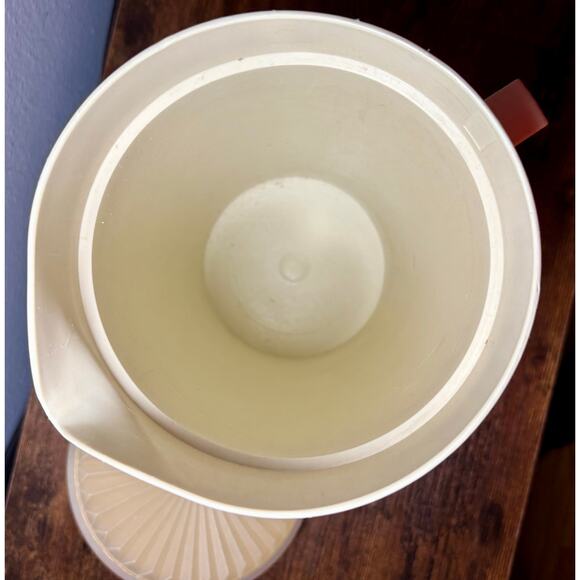 VTG MCM Tupperware 2 Qt Pitcher 800-8 Almond & Harvest Gold Push Button Lid  B13 - Picture 8 of 11